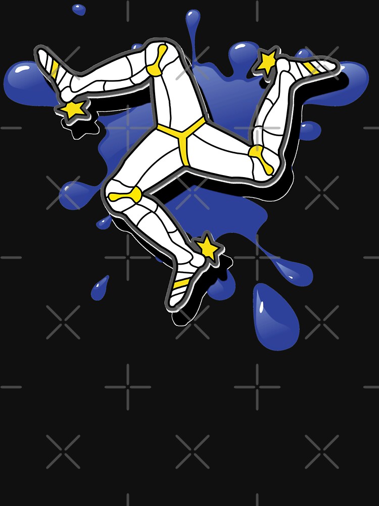 Isle Of Man Manx Flag 3 Legs Of Man Traditional Celtic BLUE Splash Triskelion by thespottydogg