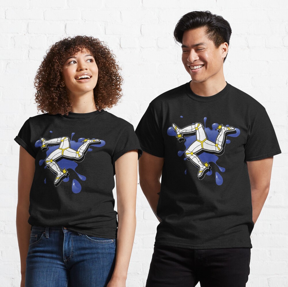 Isle Of Man Manx Flag 3 Legs Of Man Traditional Celtic BLUE Splash Triskelion Classic T-Shirt