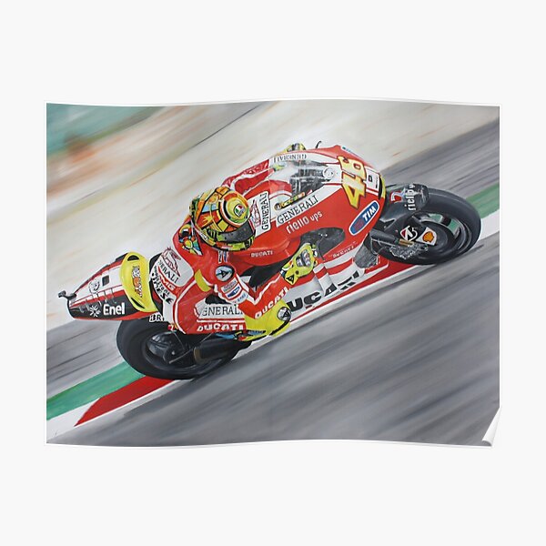 Valentino Rossi Ducati peinture à l'huile Poster