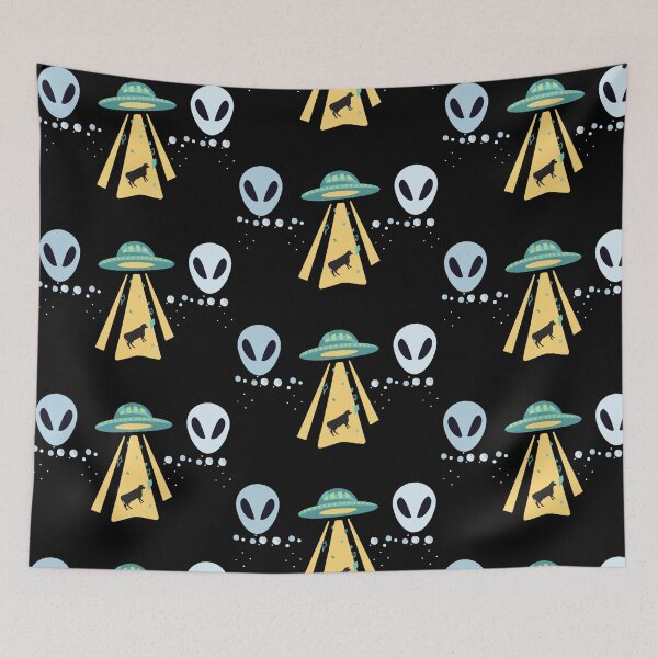 Item preview, LukjanovArt Alien abduction - space ship and cows! designed and sold by LukjanovArt.