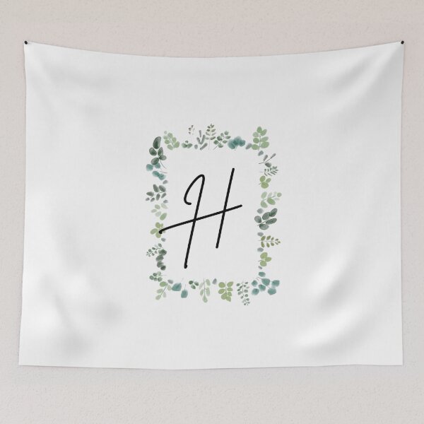Artikelvorschau, Monogramm mit grünen Blättern | Monogrammbuchstabe H entworfen und verkauft von JustSeasons.