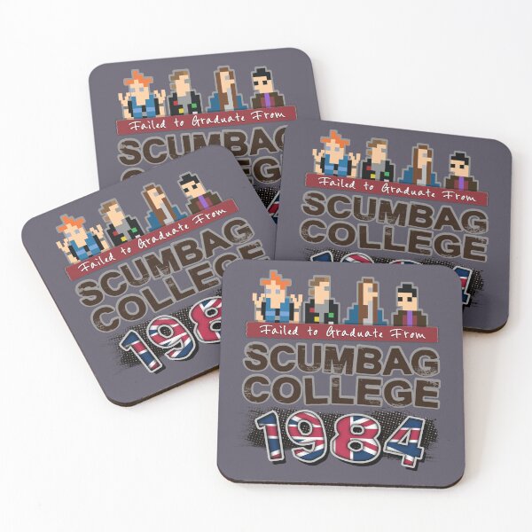 Item preview, Failed to Graduate from SCUMBAG COLLEGE - 1984 - Vyvyan, Rick, Neil, Mike  - Pixel Art - The Young Ones Inspired designed and sold by RetroTeeStudio.