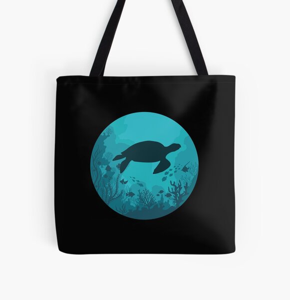 Turtle deep under the sea All Over Print Tote Bag