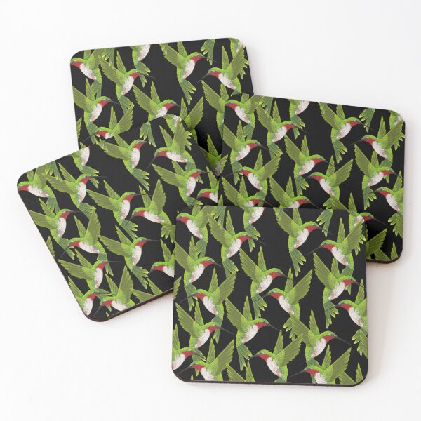Item preview, Ruby Throated Hummingbirds on a black background  designed and sold by AMM550.
