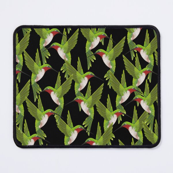 Item preview, Ruby Throated Hummingbirds on a black background designed and sold by AMM550.
