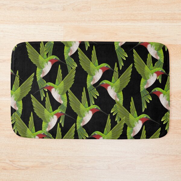 Item preview, Ruby Throated Hummingbirds on a black background  designed and sold by AMM550.