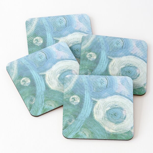 Item preview, Blue white green circles original painting abstract designed and sold by Marilena Strambu.