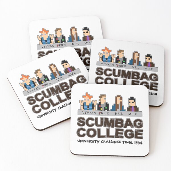 Item preview, SCUMBAG COLLEGE University Challenge Team 1984 - Vyvyan, Rick, Neil, Mike  - Pixel Art - The Young Ones Inspired designed and sold by RetroTeeStudio.