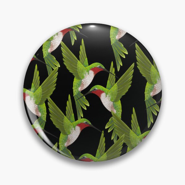 Item preview, Ruby Throated Hummingbirds on a black background  designed and sold by AMM550.