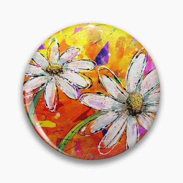 Item preview, Happy Daisies with Messy Splashes on Orange  designed and sold by wild.geranium.design.