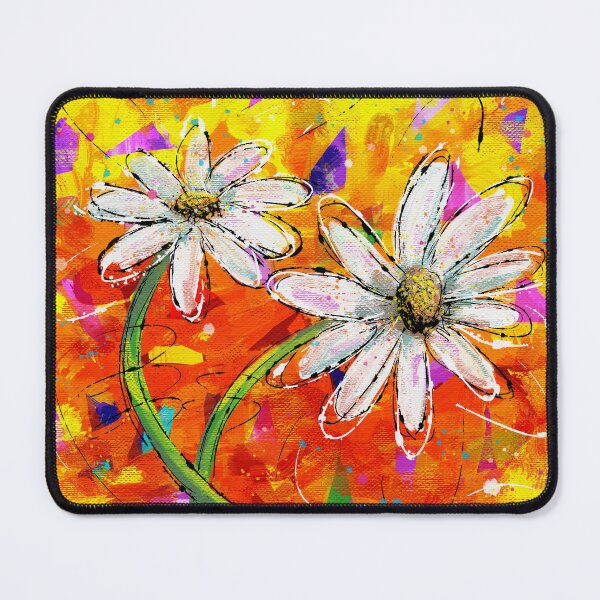Item preview, Happy Daisies with Messy Splashes on Orange  designed and sold by wild.geranium.design.