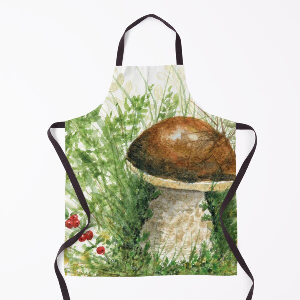 Item preview, Wild Mushroom Among Redberries Watercolor Painting designed and sold by AlicjaCurioseur.