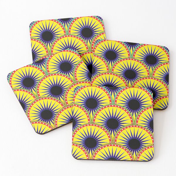 Item preview, Abstract Blue Stars and Yellow Scallop Pattern designed and sold by CharJens.