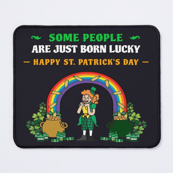 Item preview, ST. Patrick's Day - Some People Are Just Born Lucky With Leprechaun Crock of Gold or Pot of Gold Redheaded Irish Girl with Rainbow designed and sold by LMcDs.