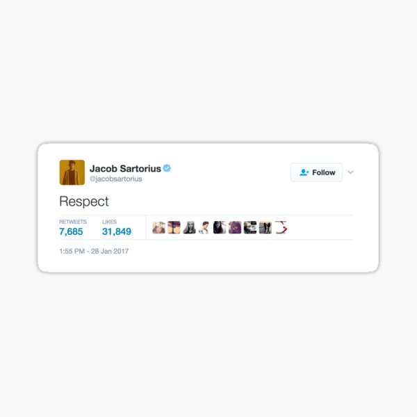 Jacob Sartorius Respect Sticker