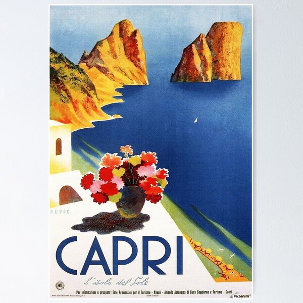 Capri Italy Travel Poster 2 Canvas Print by Sunny Artscapes - Fy