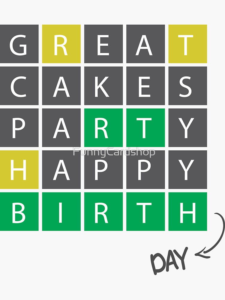 Pegatina «FELIZ CUMPLEAÑOS, WORDLE, FIESTA, TORTAS, GENIAL, PAPÁ
