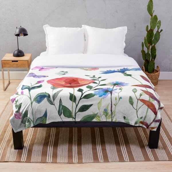 Aperçu de l'œuvre Fleurs et papillons aquarelles créée et vendue par IZIStore.