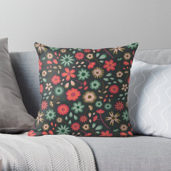 Vintage Floral - Berry Throw Pillow