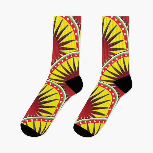 Item preview, Abstract Red Stars and Yellow Scallop Pattern designed and sold by CharJens.