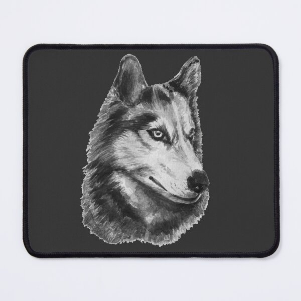 Item preview, Handpainted watercolor Wolf in black and white designed and sold by artbyminakshi.