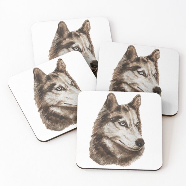 Item preview, Handpainted watercolor Wolf in sepia designed and sold by artbyminakshi.