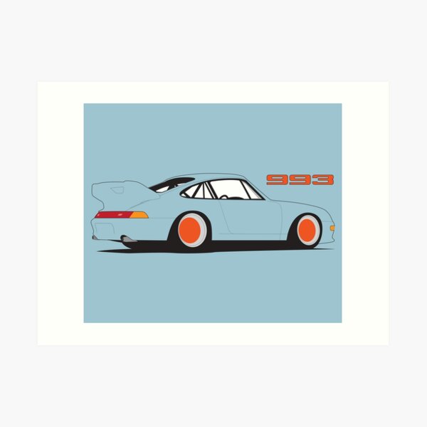 Porsche 993 Poster - Blue Art Print