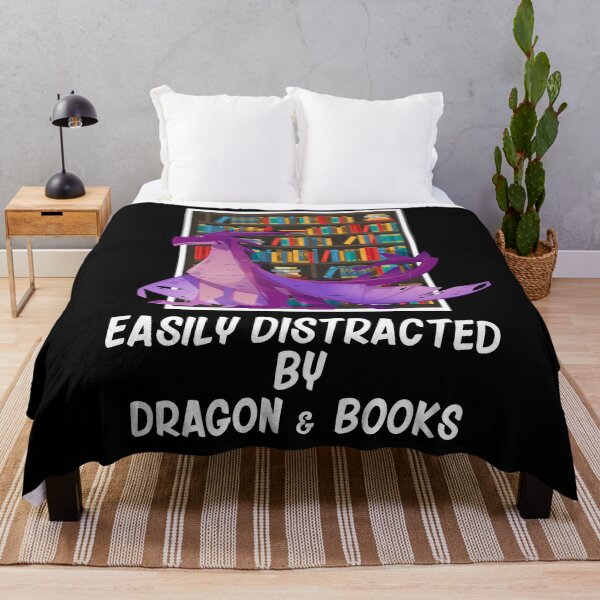 Item preview, Easily Distracted By Dragon and Books Book Lover Nerds designed and sold by Lenny Stahl.