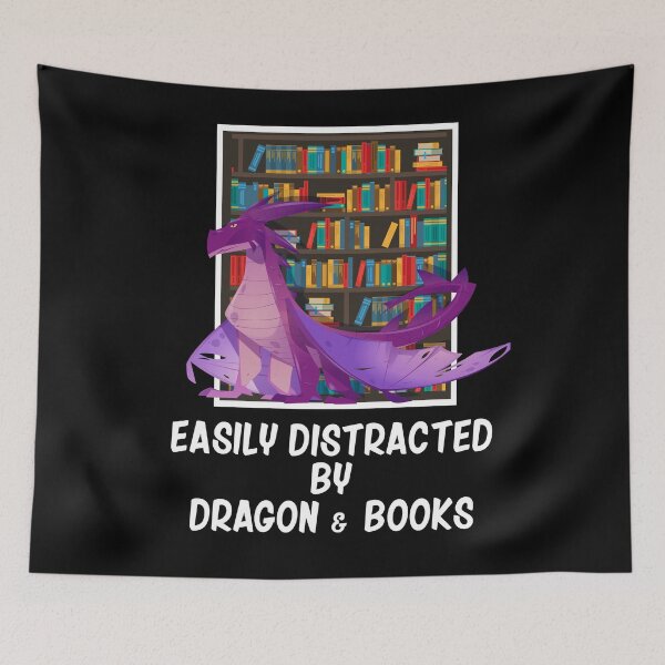 Item preview, Easily Distracted By Dragon and Books Book Lover Nerds designed and sold by Lenny Stahl.