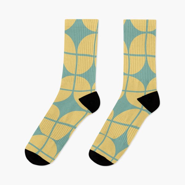 Item preview, Scandinavian Mid Century Modern Tulip Tulips Yellow Blue Gold Green Pattern Print Mid Mod Deco designed and sold by Shayna Westfall.