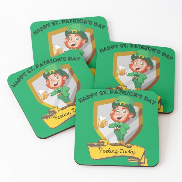Item preview, Leprechaun in a shield Happy St. Patrick Design designed and sold by KoopTroop ⭐⭐⭐⭐⭐.