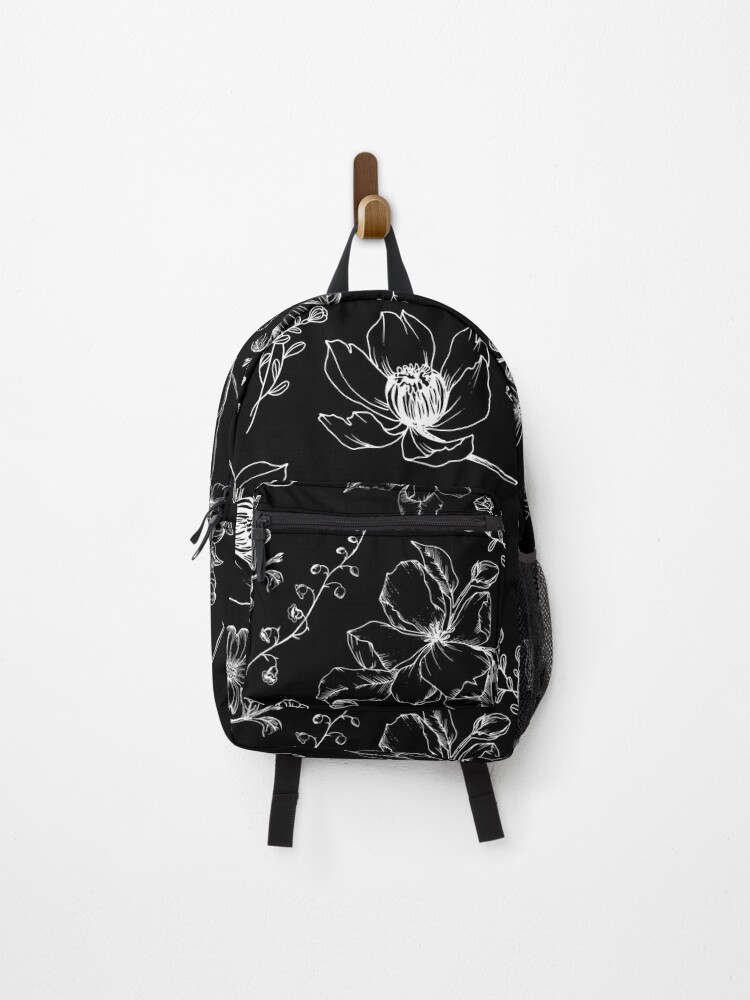 Black and discount white floral backpack