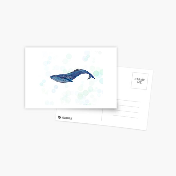 Whale Watercolor with Bubbles by Creative Bee Studios Postcard