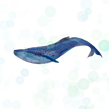 Artwork thumbnail, Whale Watercolor with Bubbles by Creative Bee Studios by creativebeeshop