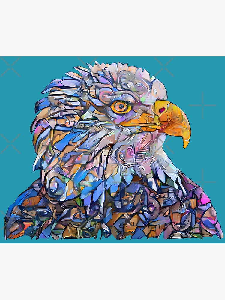"Eagle Artwork Painting Graffiti style , Bald Eagle Blue Art Print