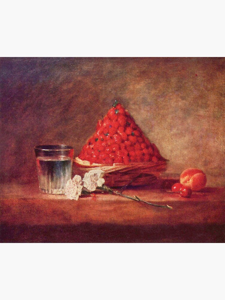 Thumbnail 3 of 3, Sticker, 'The Strawberry Basket' by Jean Chardin (Reprint) designed and sold by RozAbellera.