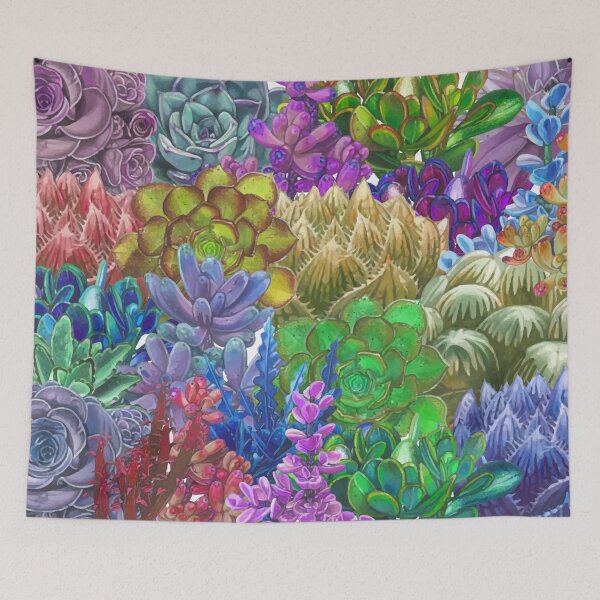 Item preview, collage of colorful watercolor painted succulents designed and sold by Cora Gregory.