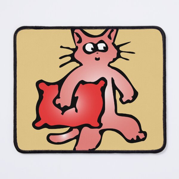 Item preview, brown cat with a red pillow going to bed on world of sleep day designed and sold by XXgooddeedXX.