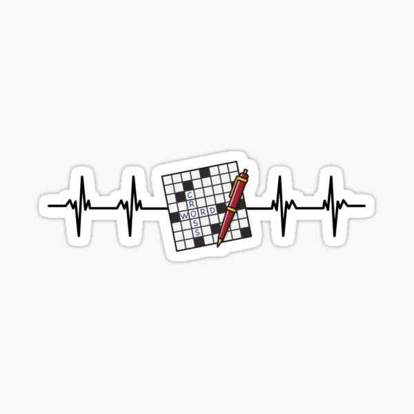 "Crossword Heartbeat!" Sticker by TheSpookyCats Redbubble