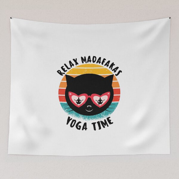 Item preview, funny yoga retro madafakas black cat love yoga designed and sold by salahnewdesign.