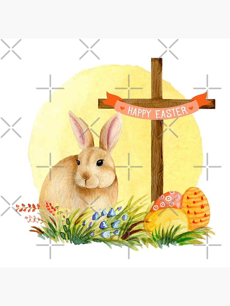 Happy Easter Bunny and Cross