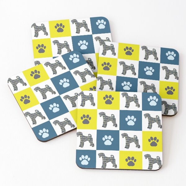 Item preview, Airedale Repeating Pattern in Blue & Yellow Grid designed and sold by AMSonArt.