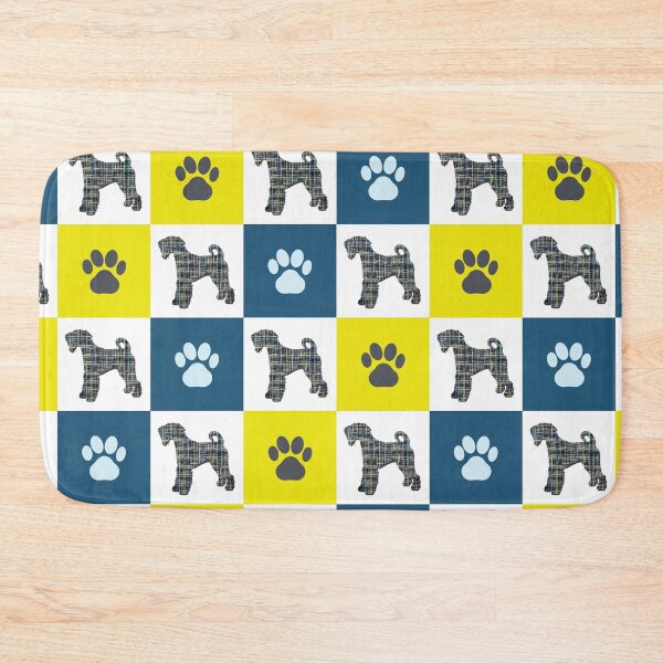 Item preview, Airedale Repeating Pattern in Blue & Yellow Grid designed and sold by AMSonArt.