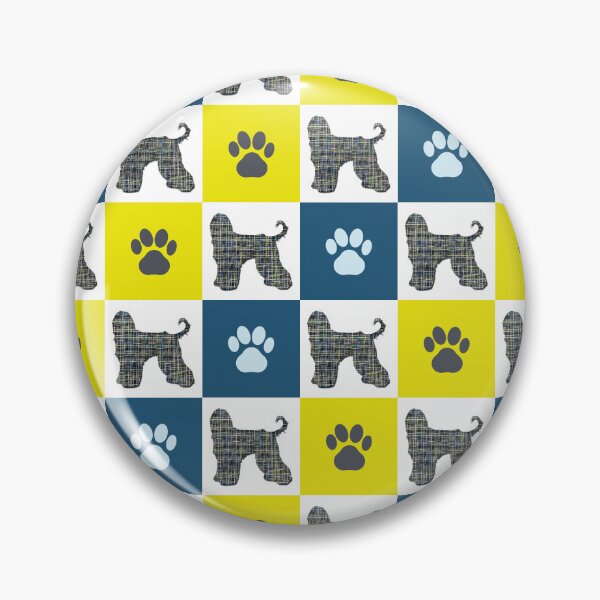 Item preview, Afghan Hound Dog & Paw Repeating Blue & Yellow Grid designed and sold by AMSonArt.