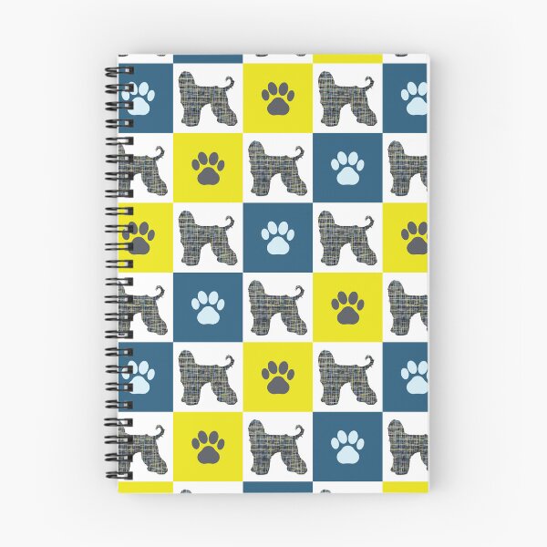 Item preview, Afghan Hound Dog & Paw Repeating Blue & Yellow Grid designed and sold by AMSonArt.