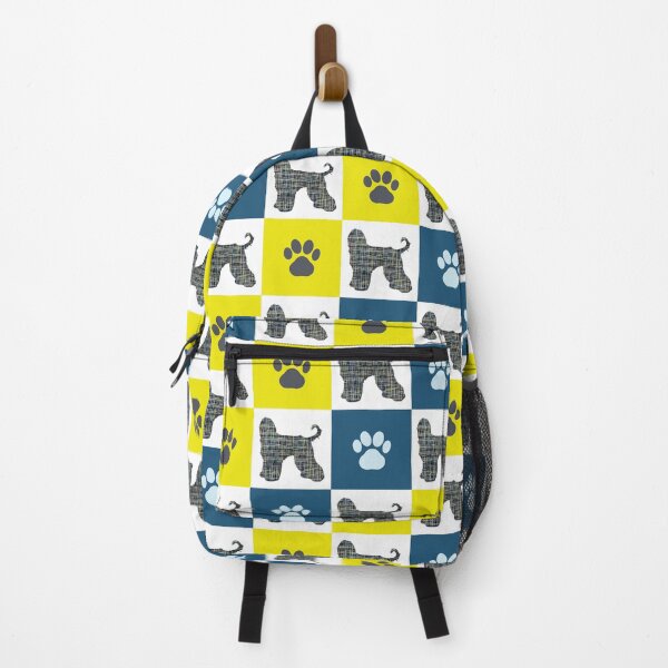 Item preview, Afghan Hound Dog & Paw Repeating Blue & Yellow Grid designed and sold by AMSonArt.