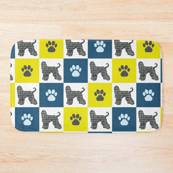 Item preview, Afghan Hound Dog & Paw Repeating Blue & Yellow Grid designed and sold by AMSonArt.