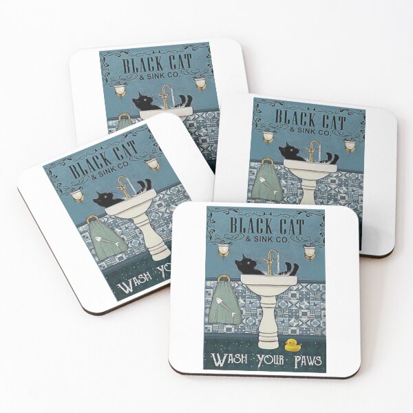 Item preview, Black Cat & Sink Wash Your Paws Poster designed and sold by resogewa.