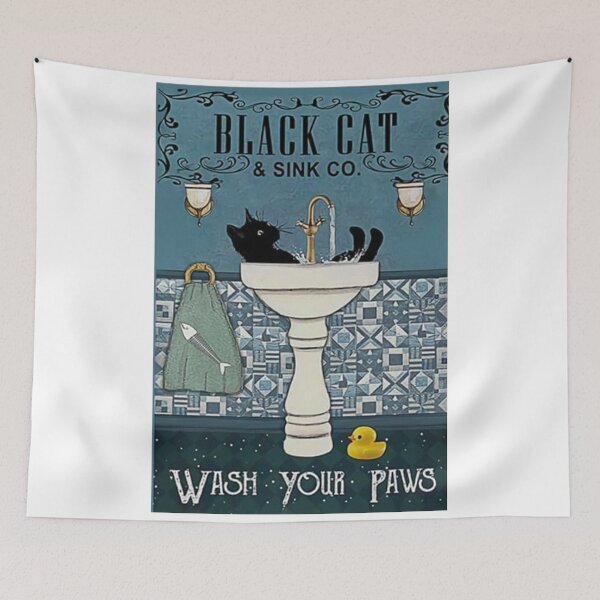 Item preview, Black Cat & Sink Wash Your Paws Poster designed and sold by resogewa.