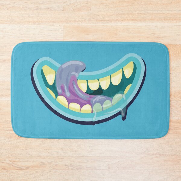 Item preview,  slimy blue monster mouth with sharp yellow teeth and purple tongue out for monster lover. designed and sold by FastHub.